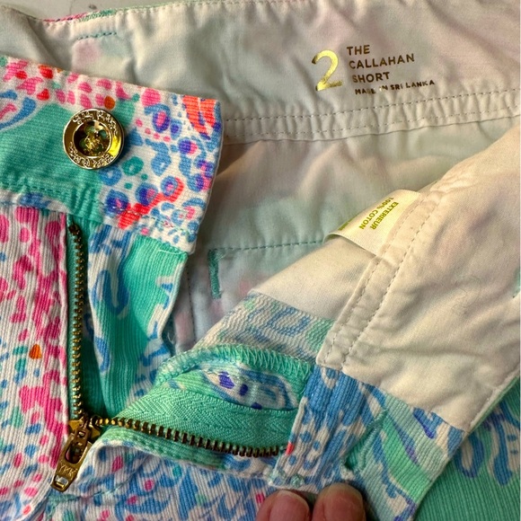 Lilly Pulitzer Callahan 5” Shorts Fansea Blue Pink Mint Coral Print Size 2 - Picture 3 of 9
